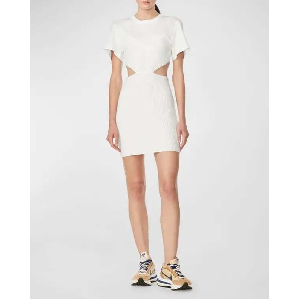 Herve Leger Short-Sleeve Mix-rib‎ Knit Mini Dress Size Large